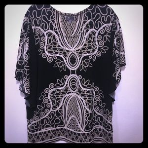 JM Black and Beige Batwing Blouse